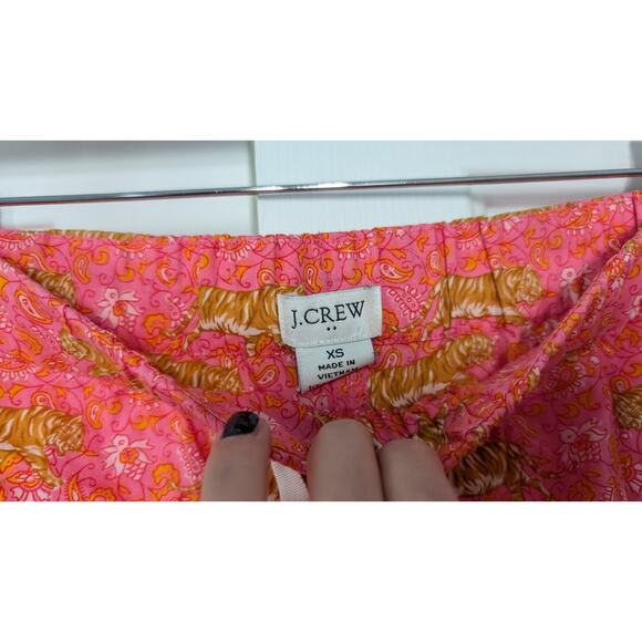 J. Crew Factory Short Sleeve Pajama Set with Cropped Pants Pink Tiger - Picture 9 of 10